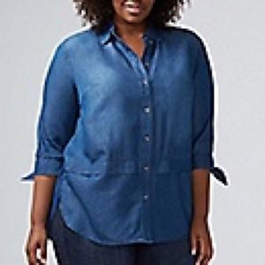 Denim button down top